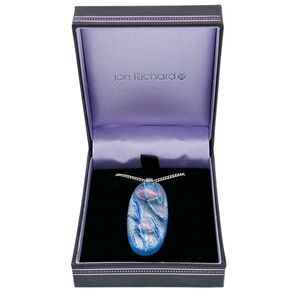 NIB Jon Richard Sterling Silver 5.6cm Blue Pink Dichroic Glass Pendant Necklace